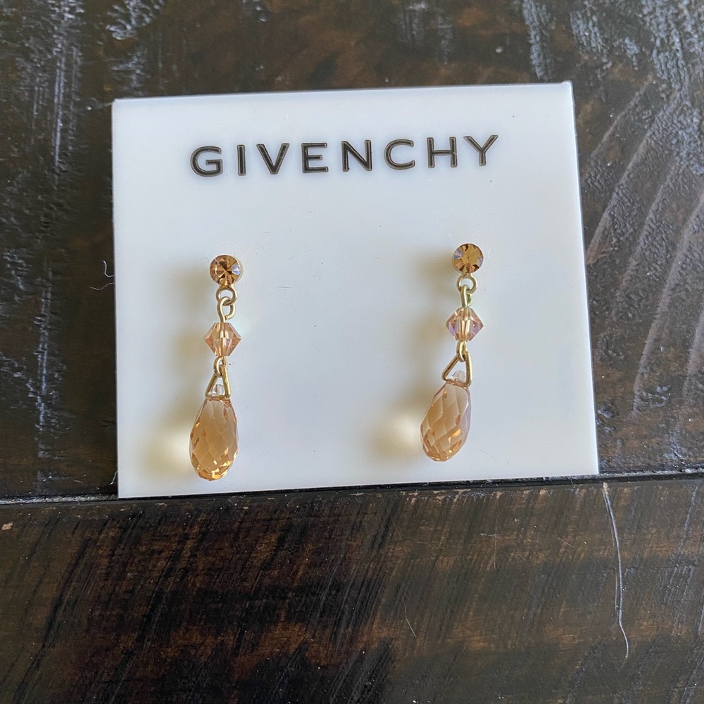 Givenchy Rose’ Crystal Drop Earrings with Gold-Tone Accents